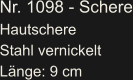 Nr. 1098 - Schere Hautschere Stahl vernickelt Länge: 9 cm